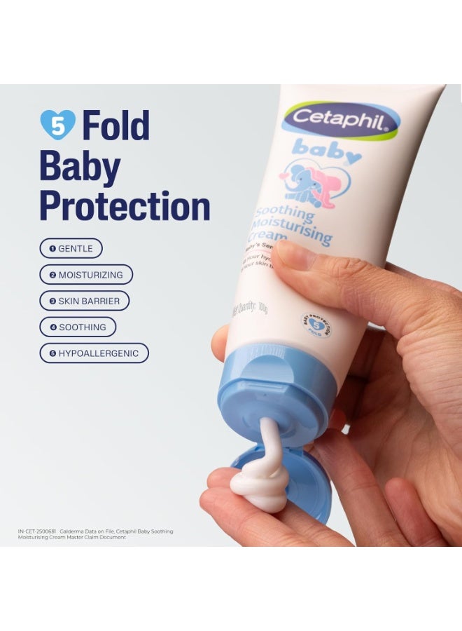 Cetaphil Baby Soothing Moisturising Cream 100 g for Newborns & Babies | 48H Hydration & 8H Skin Barrier Protection | With Glycerin, Sunflower Seed Oil & Sweet Almond Oil | Gentle Face & Body Moisturiser - Image 3
